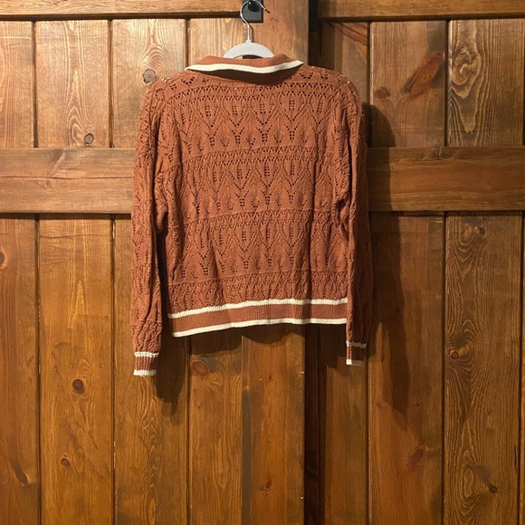 Universal Thread Polo Collared Pointelle Sweater - Picture 2 of 4
